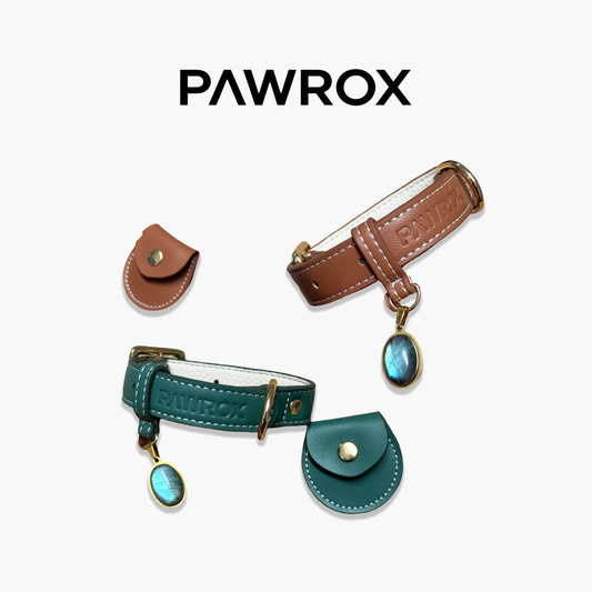 【Designer customized】 pet collar with labradorite pendant for dogs and cats with Italian premium leather pet collar【with tiny tracker】