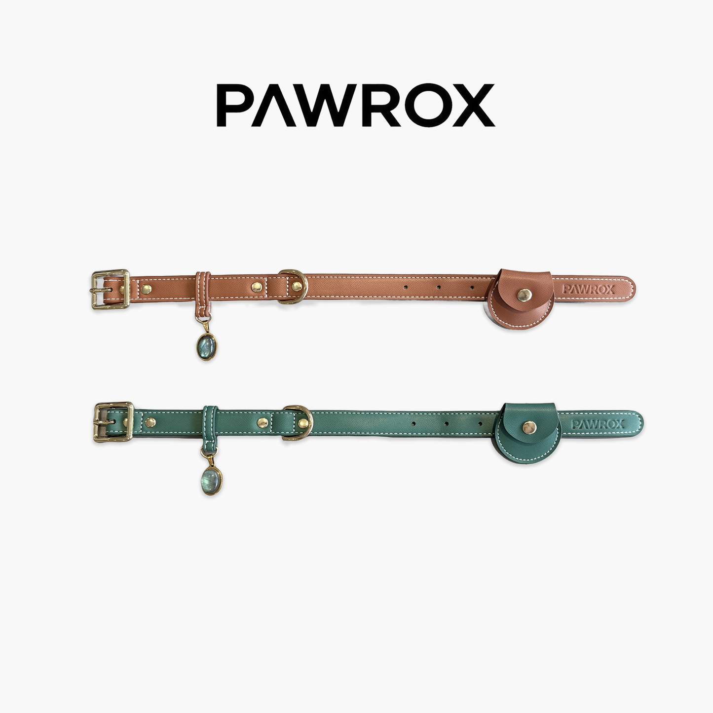 【Designer customized】 pet collar with labradorite pendant for dogs and cats with Italian premium leather pet collar【with tiny tracker】